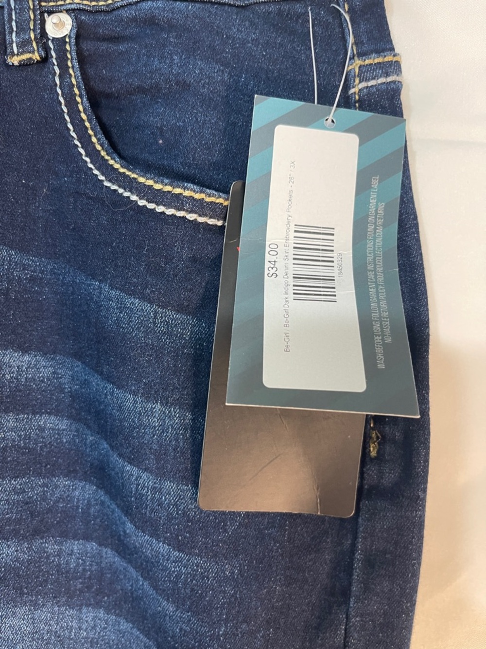 Dark Blue Denim Pencil Skirt - Picture 2 of 12